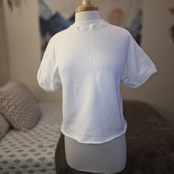 AG Adriano Goldschmied White Short Sleeve Sweatshirt Top Small Made in USA - Picture 2 of 11